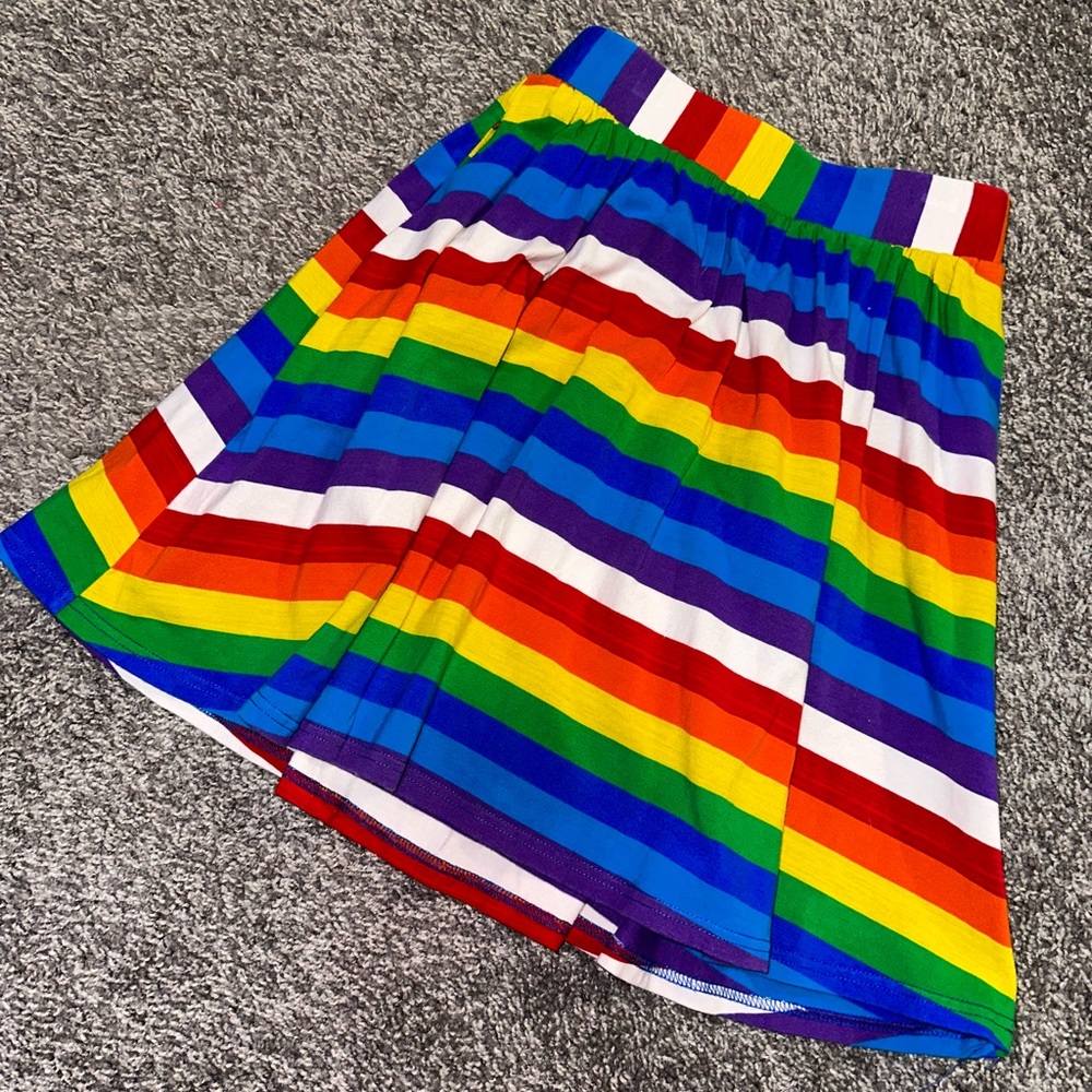 BEST OFFER ModCloth Rainbow Mini High Waisted Skater Skirt Excellent Condition!